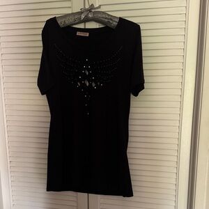 Elegant Black Embellished Women's Top